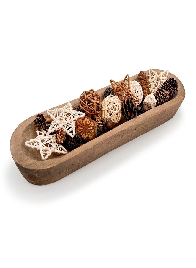 MOLADRI 17 Inch Wooden Dough Bowls Decorative，Unique Centerpiece Bowl, Rustic Long Wood Bowl with Hand Carved for Table Centerpiece Decor, Farmhouse Boho Rustic Style Home Decor (17" x 5" x 2" Brown) - Image 1